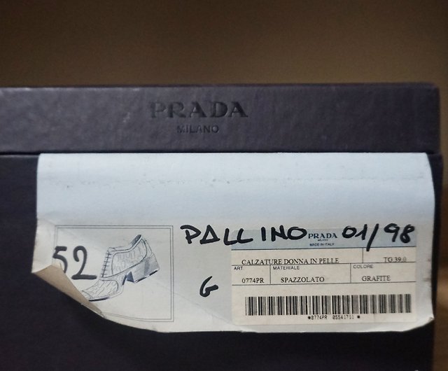 Made in Italy PRADA dark blue and gray leather shoes (with genuine shoe box)  () - Shop fairyfarmfactory Women's Leather Shoes - Pinkoi