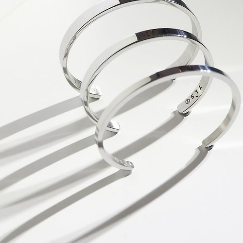 The Layers 客製化禮物 客製刻字925純銀可調節開口C型手鐲簡約訂製情侶手環