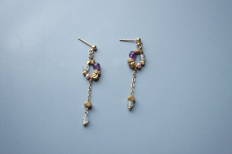 │Small Garden│Earrings (Bouquet Edition) - Amethyst - Earrings & Clip-ons - Other Metals Purple