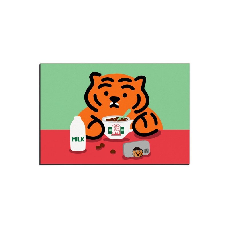 躺肥虎 老虎吃麥片 插畫 明信片 - 卡片/明信片 - 紙 