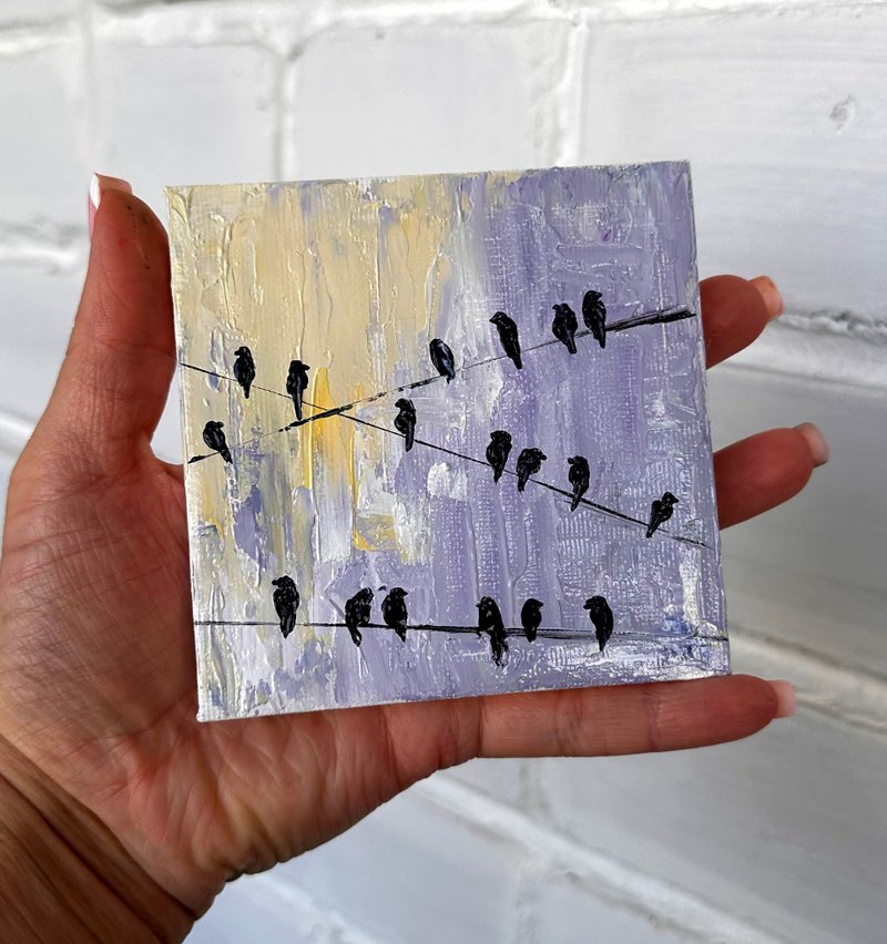 Abstract Birds on Wires Painting - 海報/掛畫/掛布 - 其他材質 