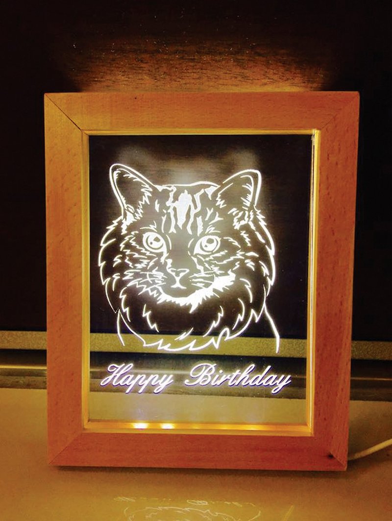 Lectra Duck-Carved Light and Shadow Series-Night Light Photo Frame-(Customized-Cat)
