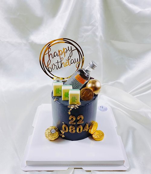 GJ.cake 伏特加 酒 麻將 生日蛋糕 造型 客製 卡通 男友款 4 6吋 面交