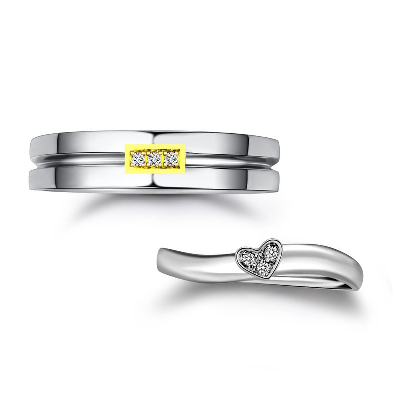 為你瘋狂 鑽石白鋼 情侶對戒.結婚對戒 - 對戒 - 鑽石 銀色