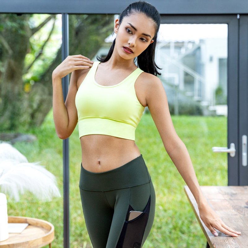 【NAMASTE】Jill 美背性感運動內衣 - 檸檬黃 - 運動內衣 - 尼龍 黃色