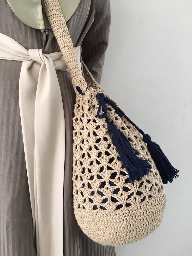 handmade tote bag 2 layers  - 後背包/書包 - 棉．麻 咖啡色