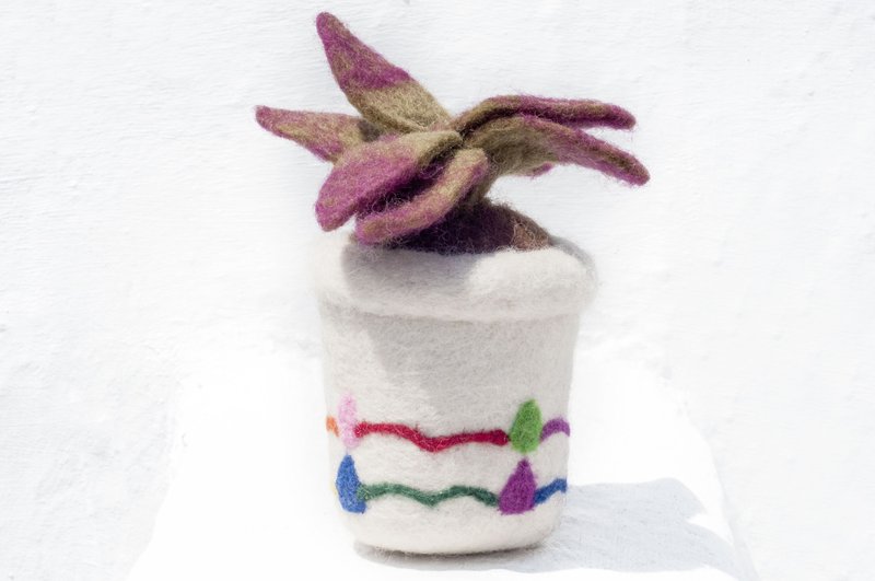 Exchange gifts wool felt office decorations/wool felt potted plants/wool felt stationery-succulents - ของวางตกแต่ง - ขนแกะ หลากหลายสี