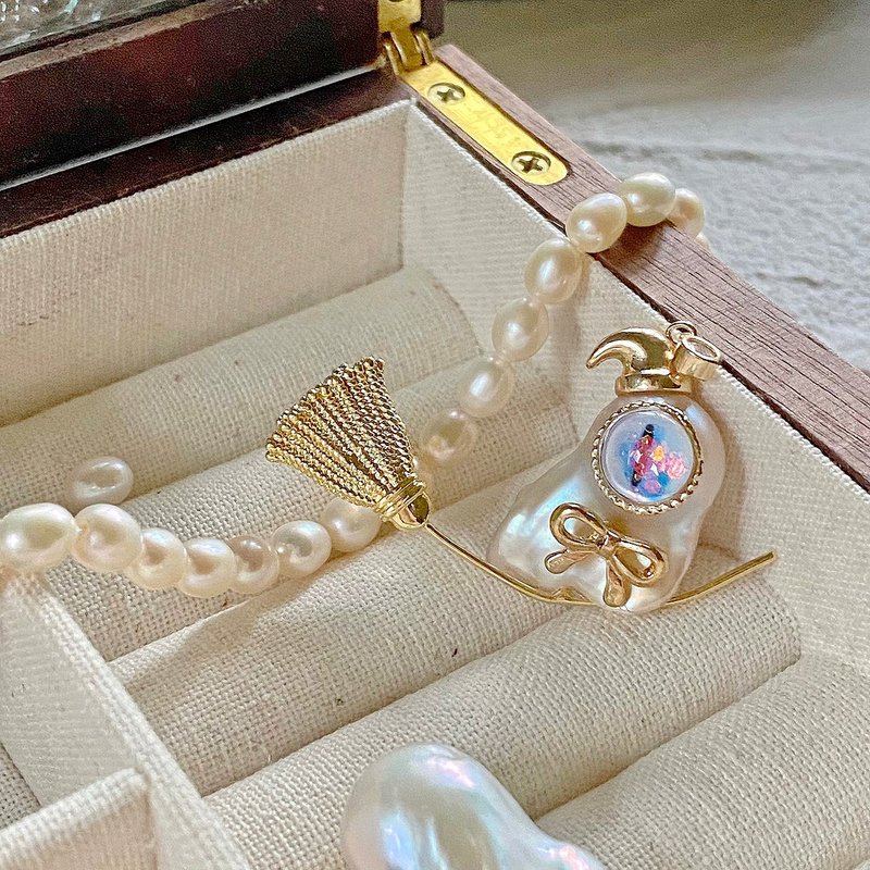 【Amelia Jewelry】海洋精靈 ‧ 天然巴洛克珍珠吊墜 - 項鍊 - 珍珠 白色