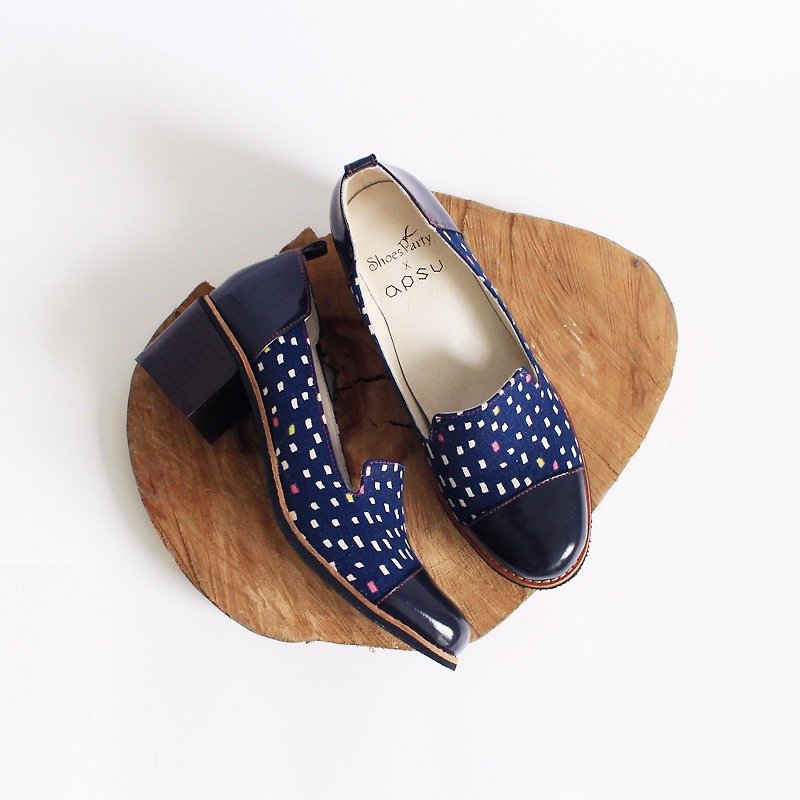 [24.5 spot] Midsummer said thick with O'Brella / Japanese fabric / M2-17531F - Women's Casual Shoes - Cotton & Hemp Blue