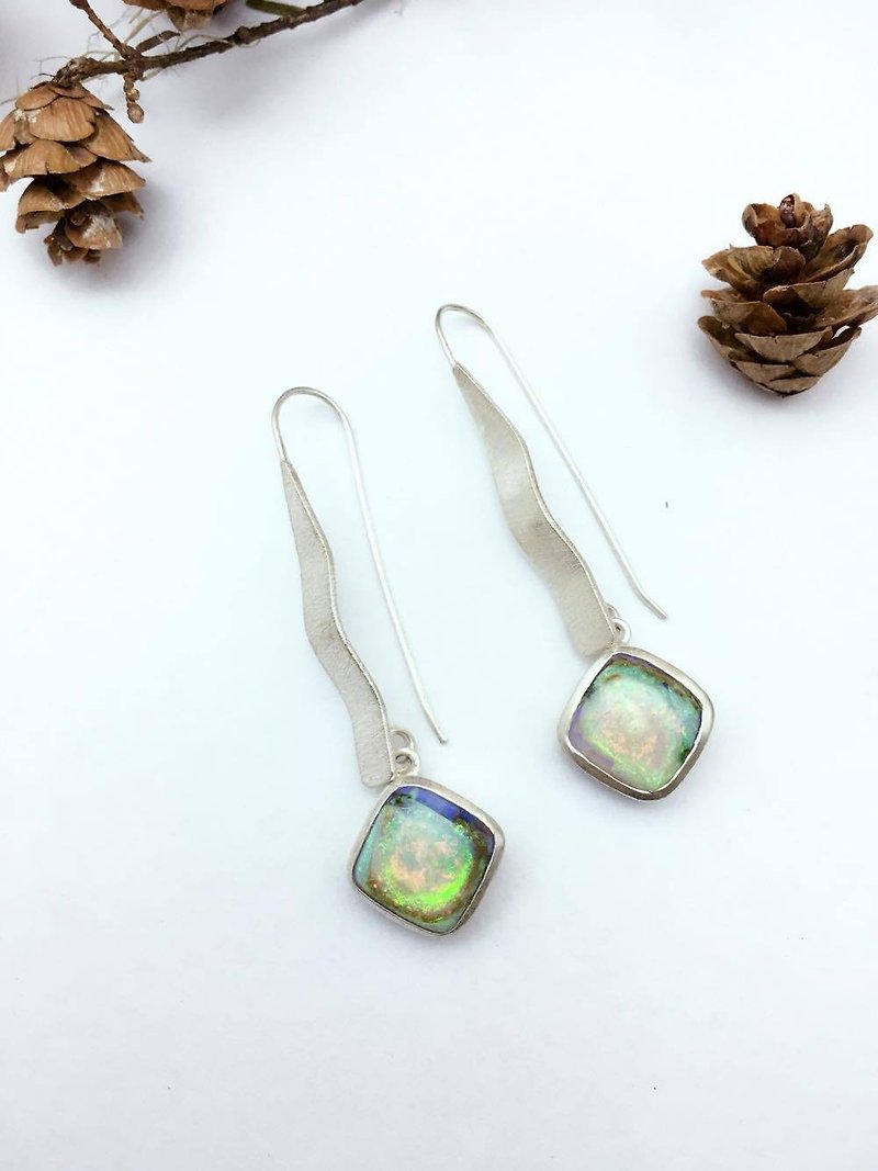 Cause you are beautiful / opal / silver / earrings - Earrings & Clip-ons - Other Metals Silver