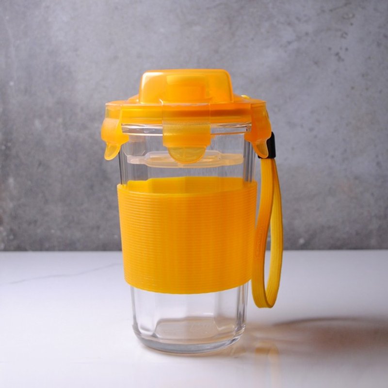 500ccのオフィス環境を容易にカップ] [（4色）韓国Glasslockポータブル強化ガラスのレタリングの健康茶はホットココアやコーヒーのカスタマイズに耐性より多くの水を飲みます - 水筒・タンブラー・ピッチャー - ガラス オレンジ