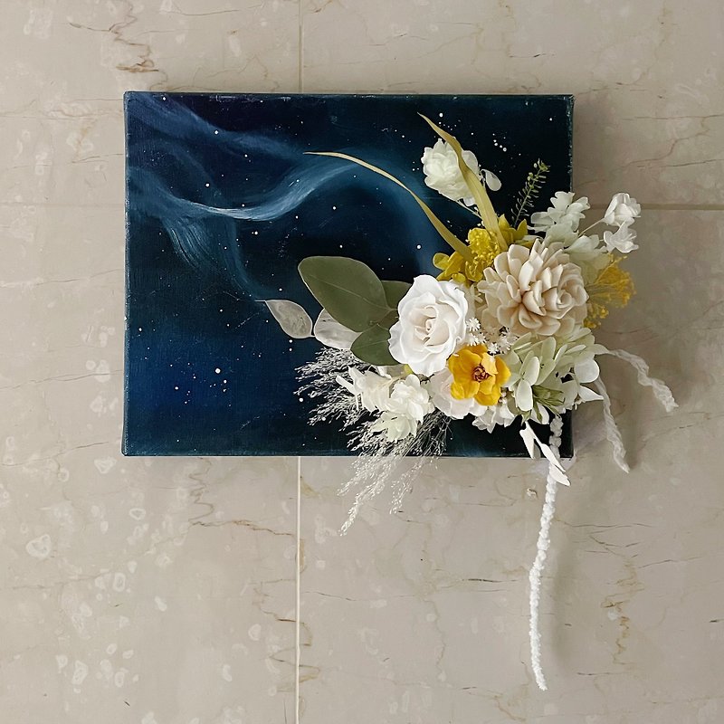 Silent Night Blossoms Oil Painting Preserved Flowers-Home Decoration - ช่อดอกไม้แห้ง - พืช/ดอกไม้ หลากหลายสี