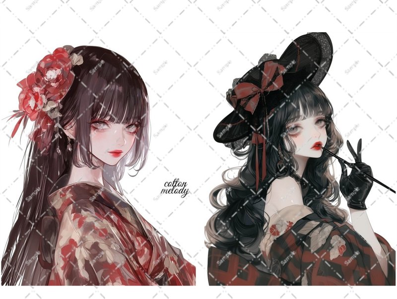 original sticker no.6312 人物ステッカー オリジナルステッカー 人物ステッカー 女の子ステッカー オリジナル人物ステッカー - 貼紙 - 紙 