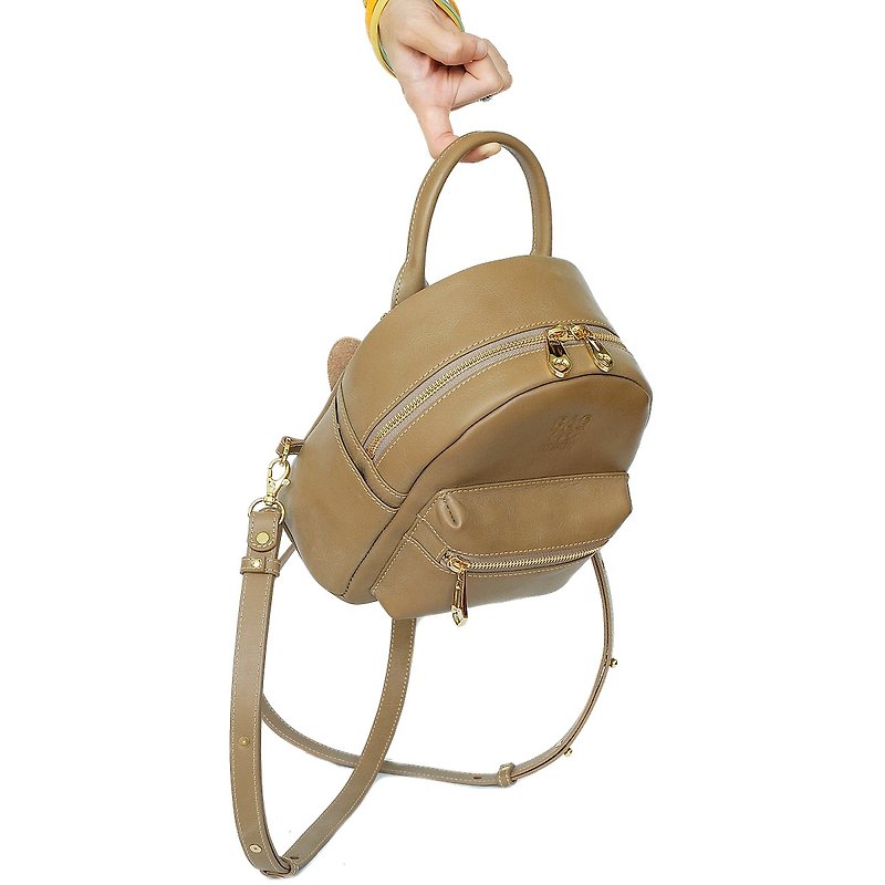 กระเป๋าเป้ หนังแท้ Caramel Angel Mini BackPack Genuine Leather - กระเป๋าเป้สะพายหลัง - หนังแท้ 