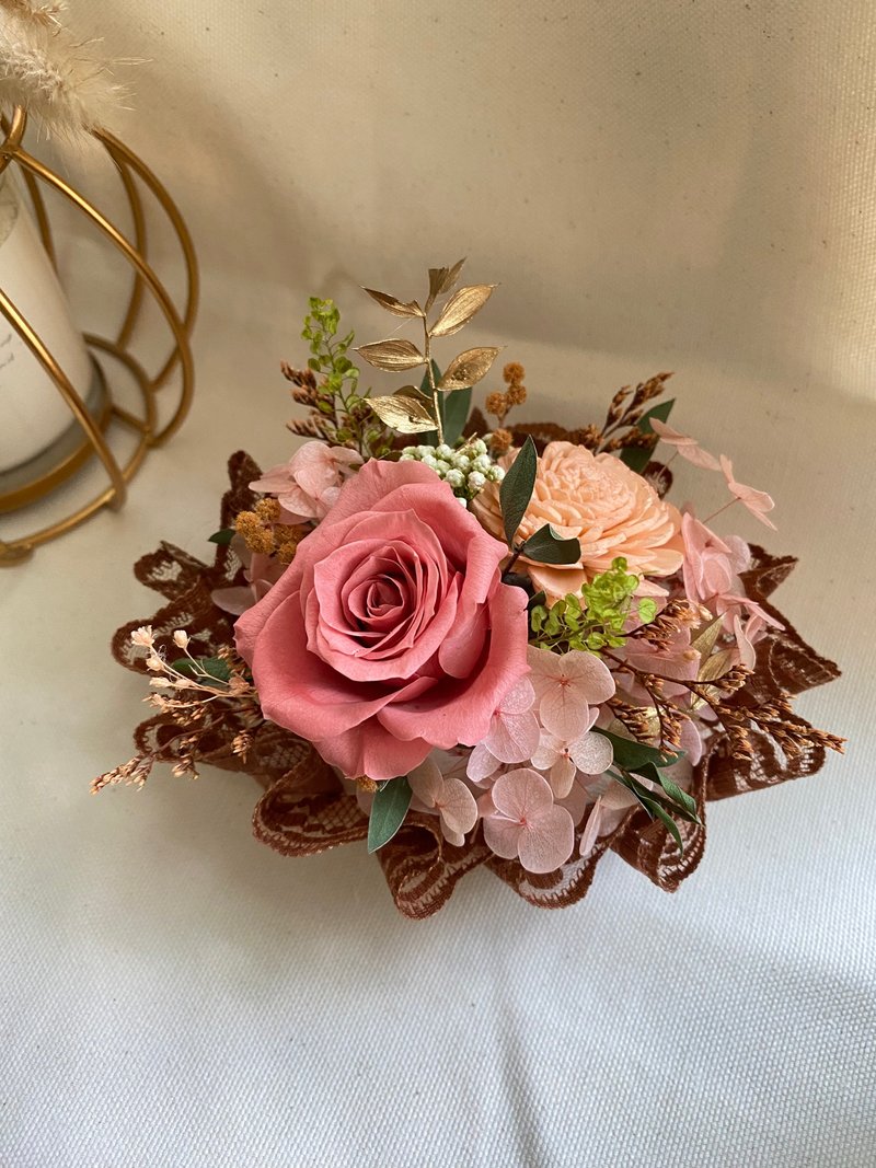 母親節禮物.芳香花禮.情人節禮物.禮物.花禮.永生玫瑰 - 乾燥花/永生花 - 植物．花 粉紅色
