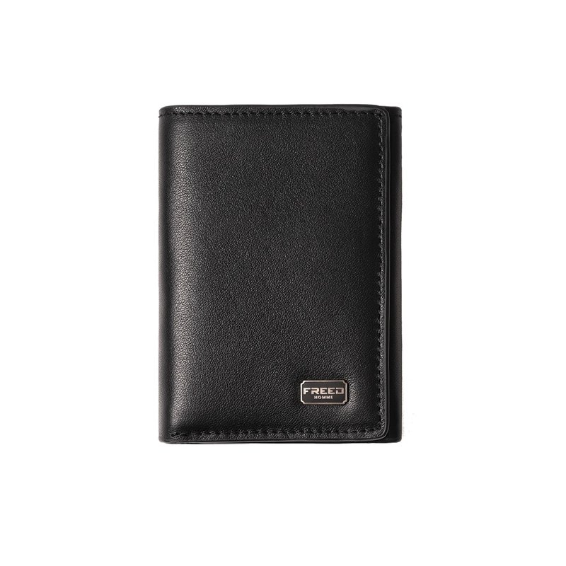 【FREED】紳士極潤頭層納帕(Nappa)真皮三折短夾 - 黑色 聖誕禮物 - 錢包/皮夾/長短夾 - 真皮 黑色