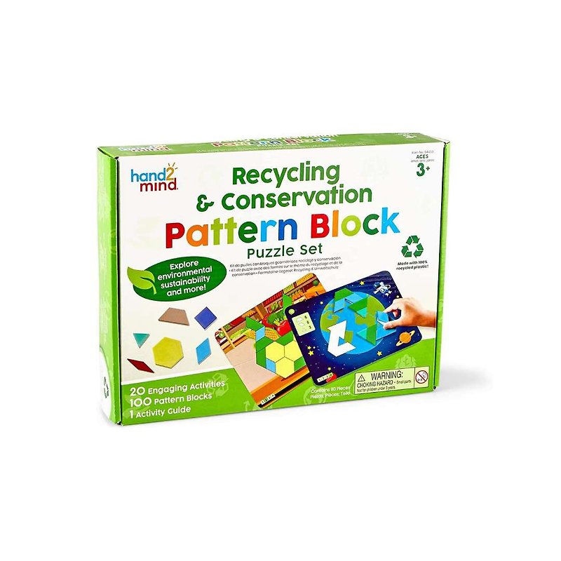 American hand2mind Creative Geometric Jigsaw Puzzle Game Set-Environmental Protection and Resource Recycling | 100 Pieces Puzzles - ของเล่นเด็ก - พลาสติก สีเขียว