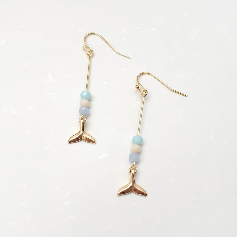 Mermaid tail earrings ear hooks (pair) - Earrings & Clip-ons - Other Metals Gold