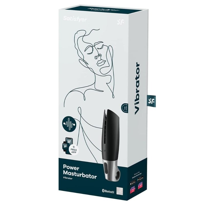 Power Masturbator【Intense Vibration】App-Controlled Electronic Masturbator - สินค้าผู้ใหญ่ - ซิลิคอน สีดำ