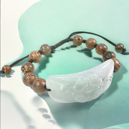 瓔珞珠寶盒 E.L.Jewelry Box 飄綠翡翠花花手牌編織手鍊 | 天然緬甸玉A貨翡翠 | 送禮