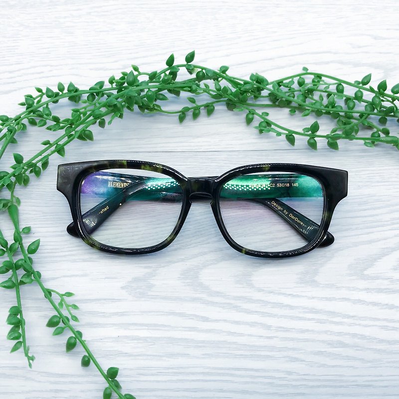 絕版 ELEMENTS eyewear 綠玳瑁色Boston 款眼鏡  日本手造眼鏡框 - 眼鏡/眼鏡框 - 其他材質 綠色