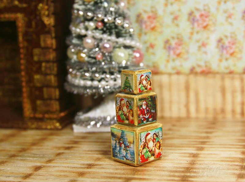 Miniature dollhouse blocks 1:12 kawaii - อื่นๆ - ไม้ หลากหลายสี