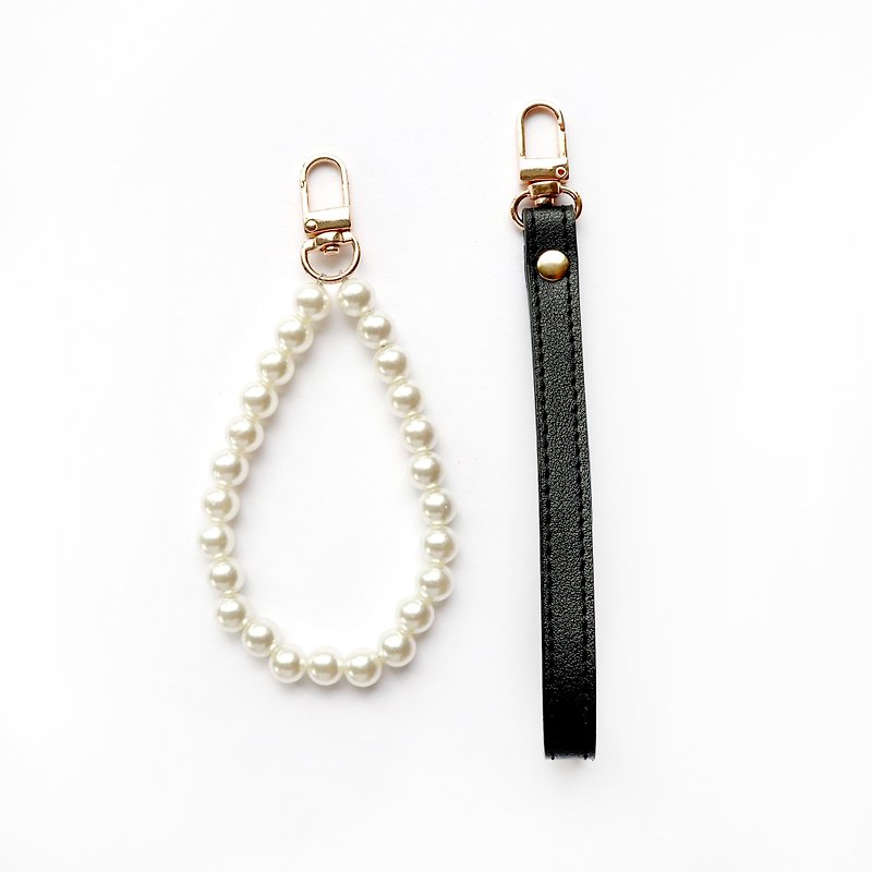 Purchase additional mobile phone lanyard accessories [single button pearl chain] [black wrist strap] - Phone Cases - Plastic Black