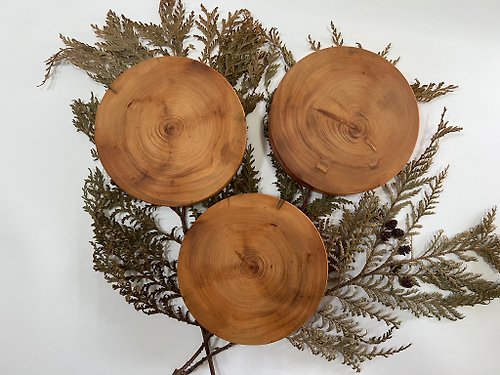 柘坊 台灣黃檜重油年輪紋圓形杯墊-永久散發木質芬芳
