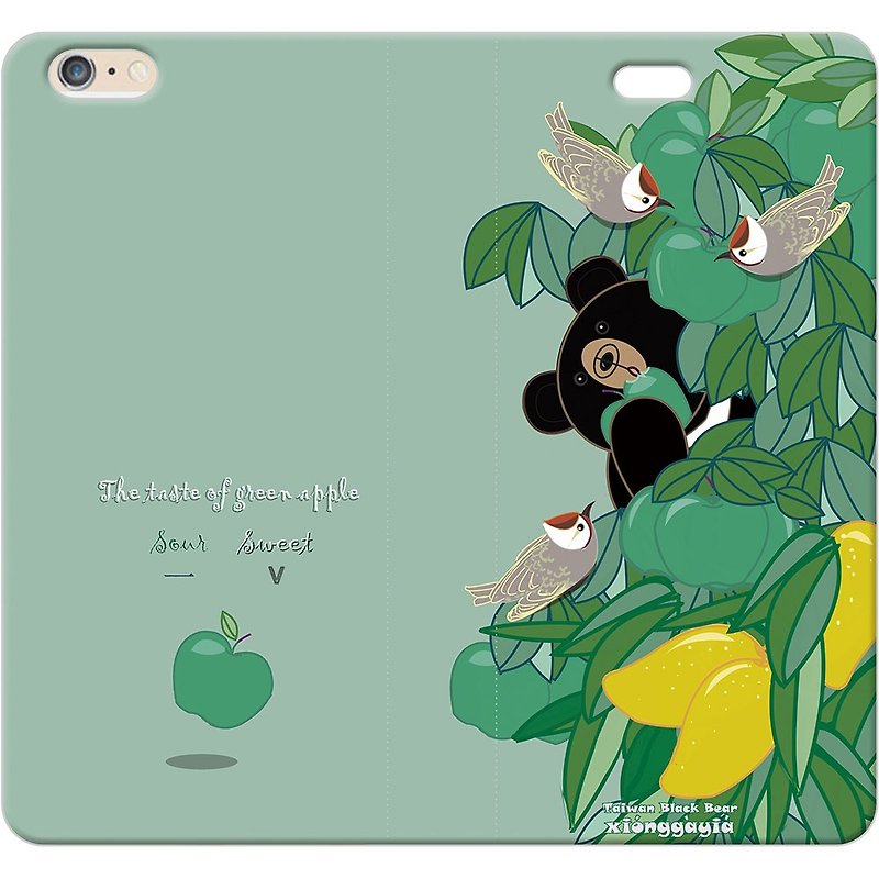 (Black) "iPhone / Samsung / HTC / LG / ASUS / Sony / millet" - "black apple" - Phone Cases - Genuine Leather Green