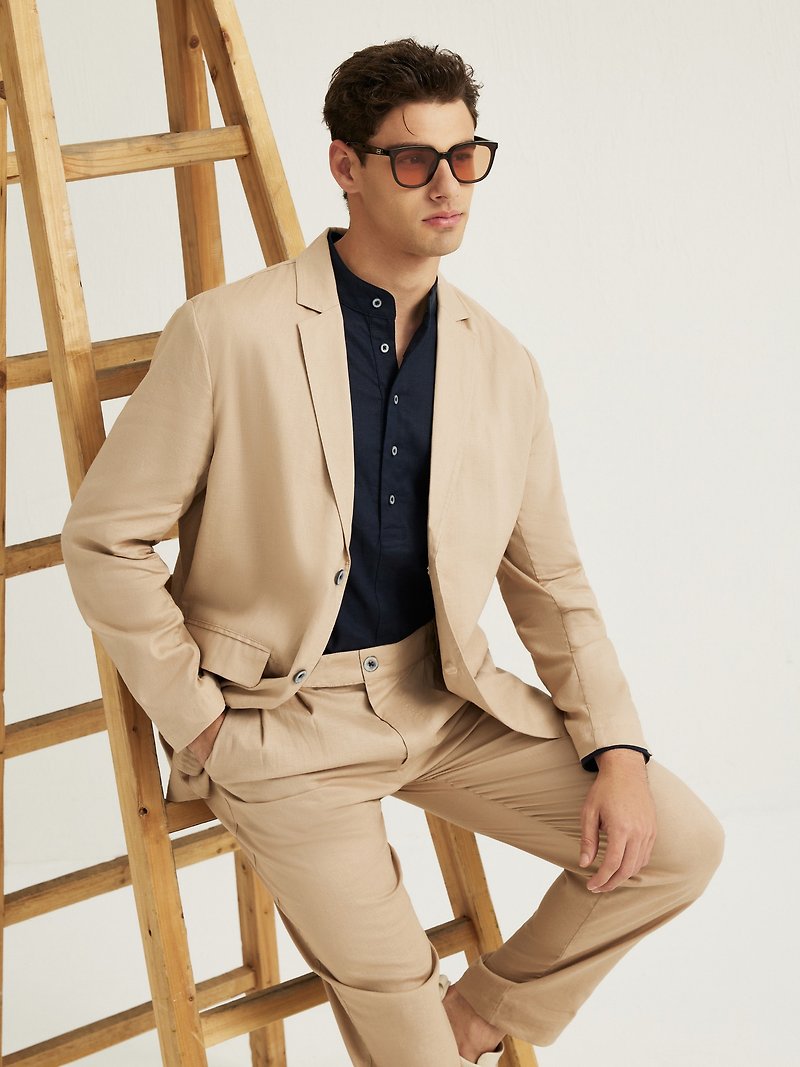 AXEL - Relaxed-Fit Stretch-Linen Blazer - Men's Blazers - Other Materials Multicolor