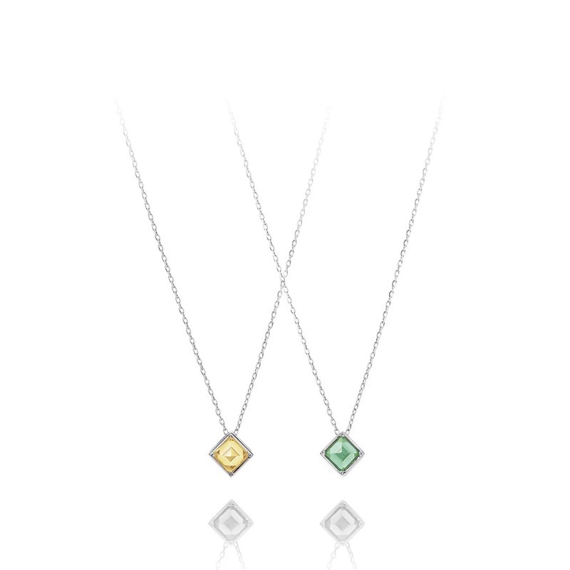 Day and Night(Square) 項鍊(銀)-黃水晶×綠石英 - 項鍊 - 寶石 