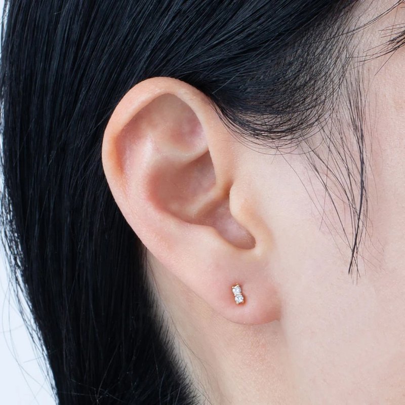 Japanese MONATELIER | K10 (gold) natural diamond earrings [Jayden] - ต่างหู - เพชร สีทอง