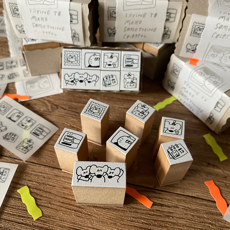 Mini Stamps Set (7 pcs) - Stamps & Stamp Pads - Wood White
