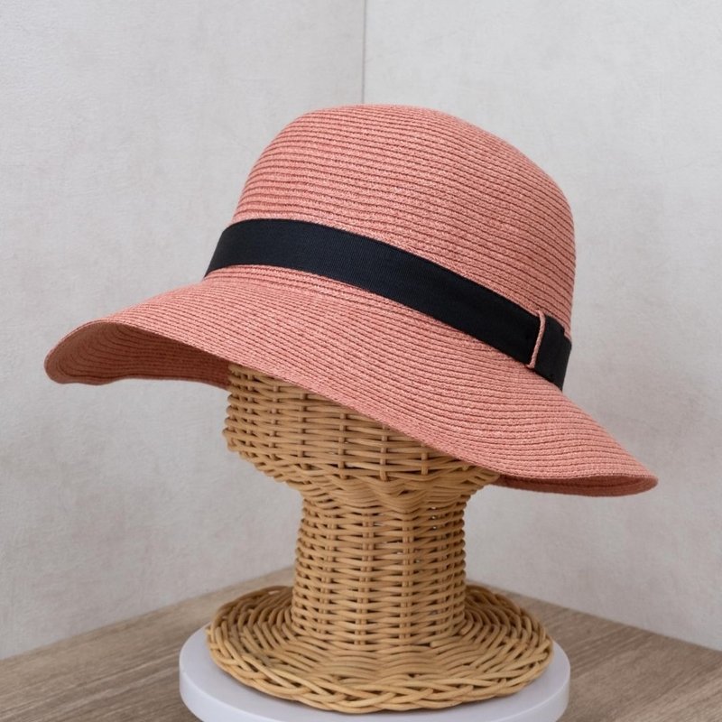 [Made in Taiwan] European simple lady's hat rose pink paper hat washable - หมวก - กระดาษ สึชมพู