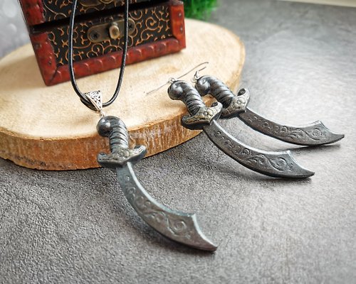 FRUIT STORIES Sword earrings is weird, funny, cute, lesbian, gay dagger goth jewelry set