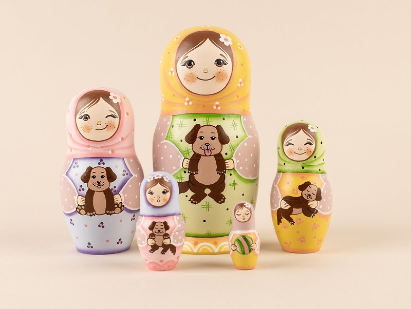 Nesting dolls for kids Matryoshka with puppy Animal nesting dolls Matryoshka - Kids' Toys - Wood 