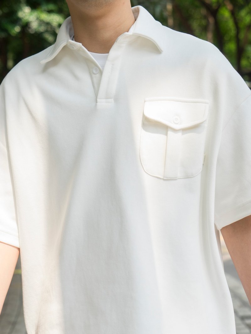 POLO 夏季復古日系休閒短袖POLO 重磅面料寬鬆設計 Cityboy - 男 T 恤 - 棉．麻 多色
