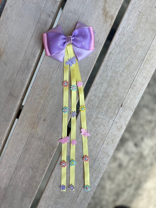 ribbons-mom Ribbon hair clip with tail pricess collection Rapunzel