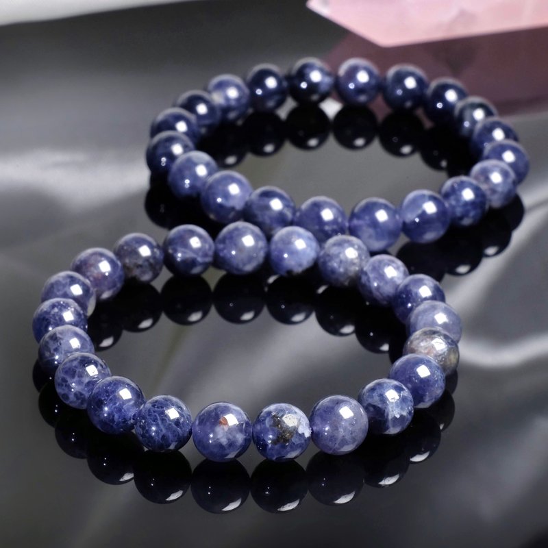 堇青石天然水晶 緩解壓力 水之寶石 喉輪 能量礦石手鍊 - 手鍊/手環 - 水晶 藍色