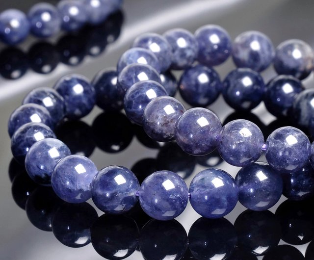 Iolite Elastic BraceletRound - 6mm Beads