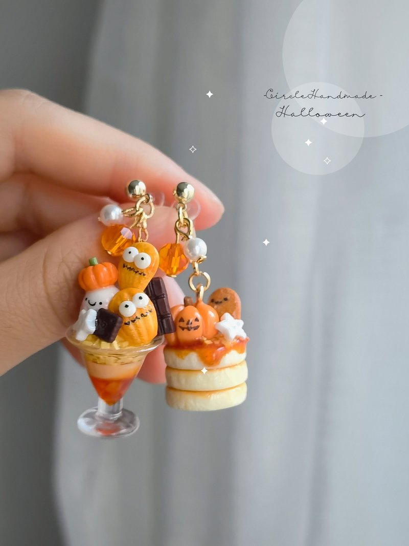 Original Design Halloween Gift Soft Ceramic Handmade Earrings Creative Features - ต่างหู - ดินเหนียว 