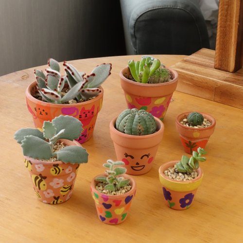 手描き　鉢植え　ハンドメイド 手描き鉢植えハンドメイド