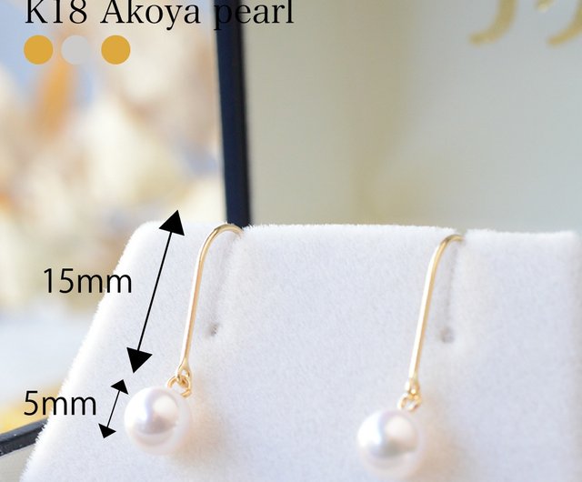 アコヤ真珠フックピアス K18 - ショップ JEWELRY and PEARL FUKUDA ピアス・イヤリング - Pinkoi