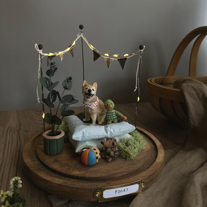 [Custom Full-Body Pet] Camping Days Together | String Lights | Diffuser Stone | Fur Baby | Large Glass Dome - Other - Other Materials 