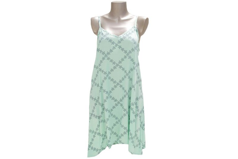 シェルフラワープリントキャミソールドレス　＜ミント＞ - 連身裙 - 其他材質 綠色