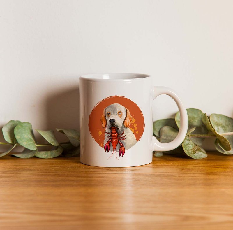 [Preferred gift] High color mug free custom printing dog - Labrador - Mugs - Pottery White