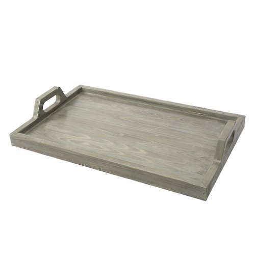 ScrummyHome Wood Rustic Serving Tray with Handles for Living, Dining Room, Kitchen, Cabinet