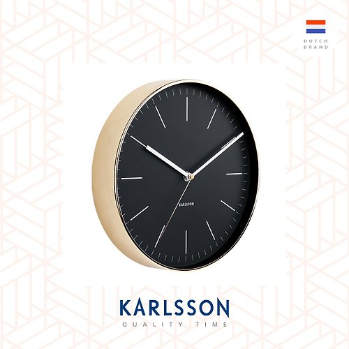 Ur Lifestyle Karlsson 亮金框黑色掛鐘wall clock Minimal black w.shiny gold