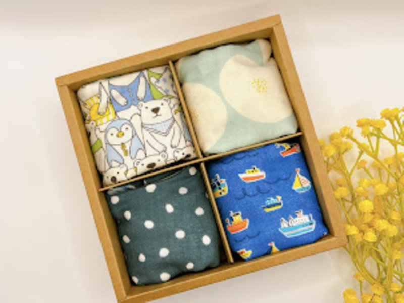 [Limited time: 93% off and shipped in 3 days] Eight-layer gauze bibs full moon gift box set of four in a custom version - Baby Gift Sets - Other Materials 