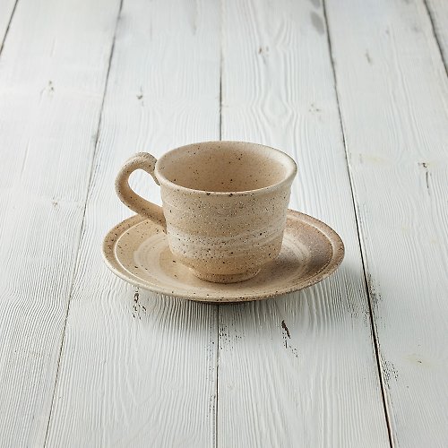 有種創意 日本食器 日本職人手做系列 - 白樺刷紋咖啡杯碟組(2件式) - 240 ml